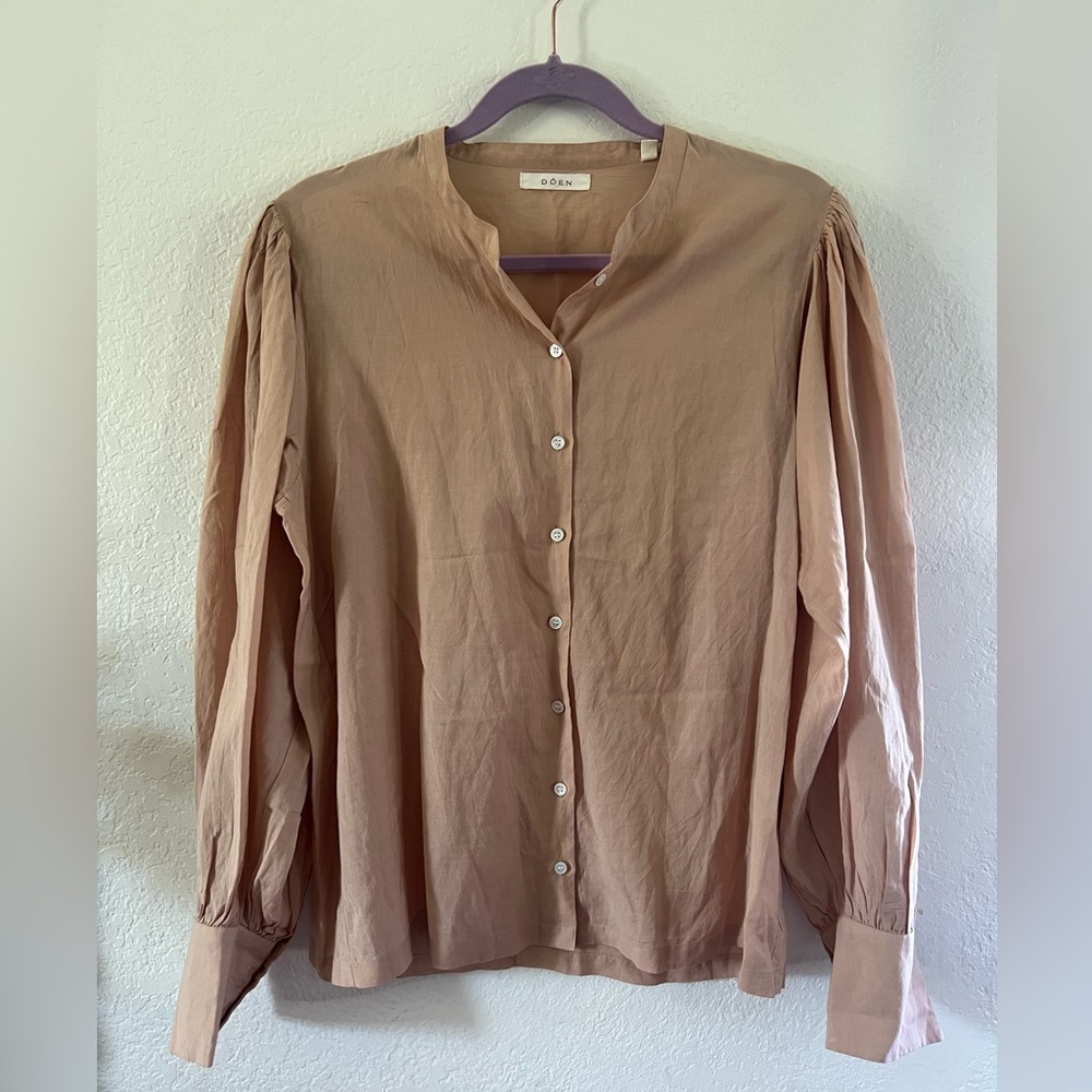 Doen Beige Button-Up Blouse
